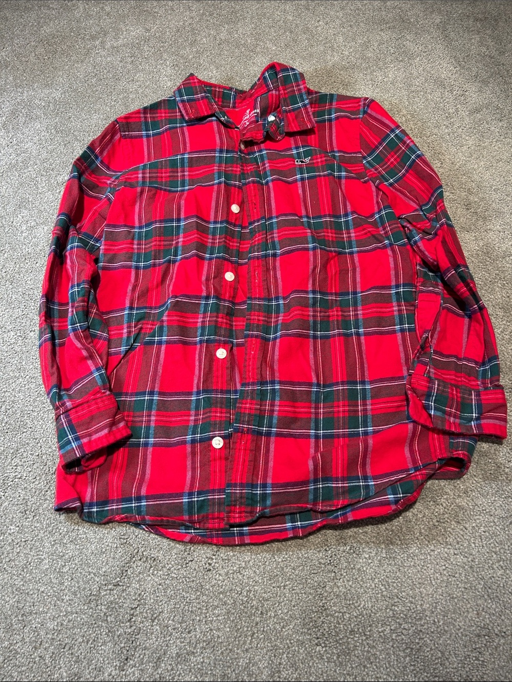 Vineyard Vines Red and Green Plaid Button-Down Shirt
